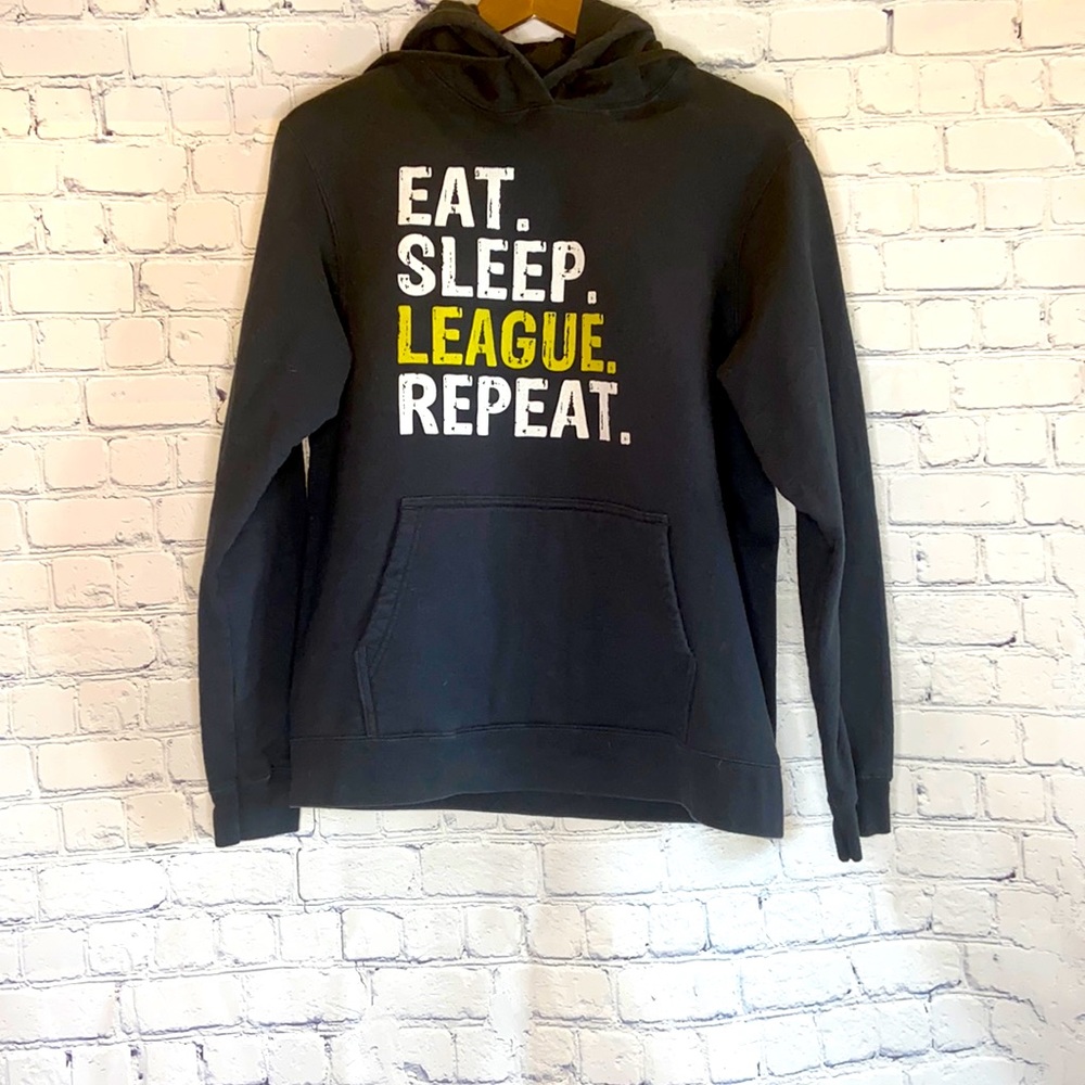 Eat Sleep League Repeat Black Pullover Hoodie - Picture 2 of 8